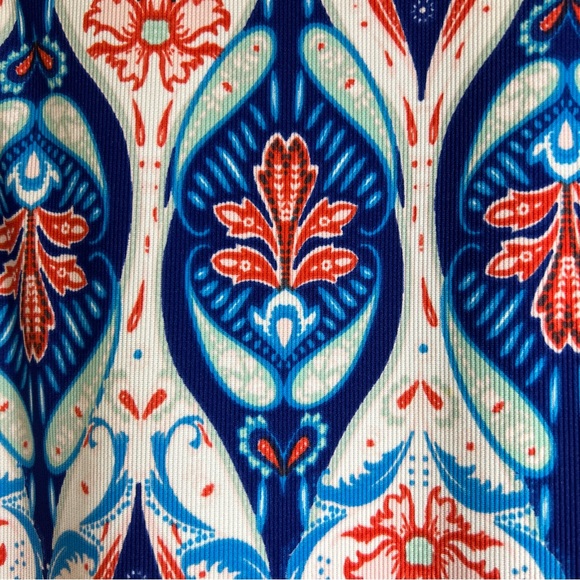 Charles Henry Blue Coral White Print Sleeveless A Line Dress - Picture 5 of 14